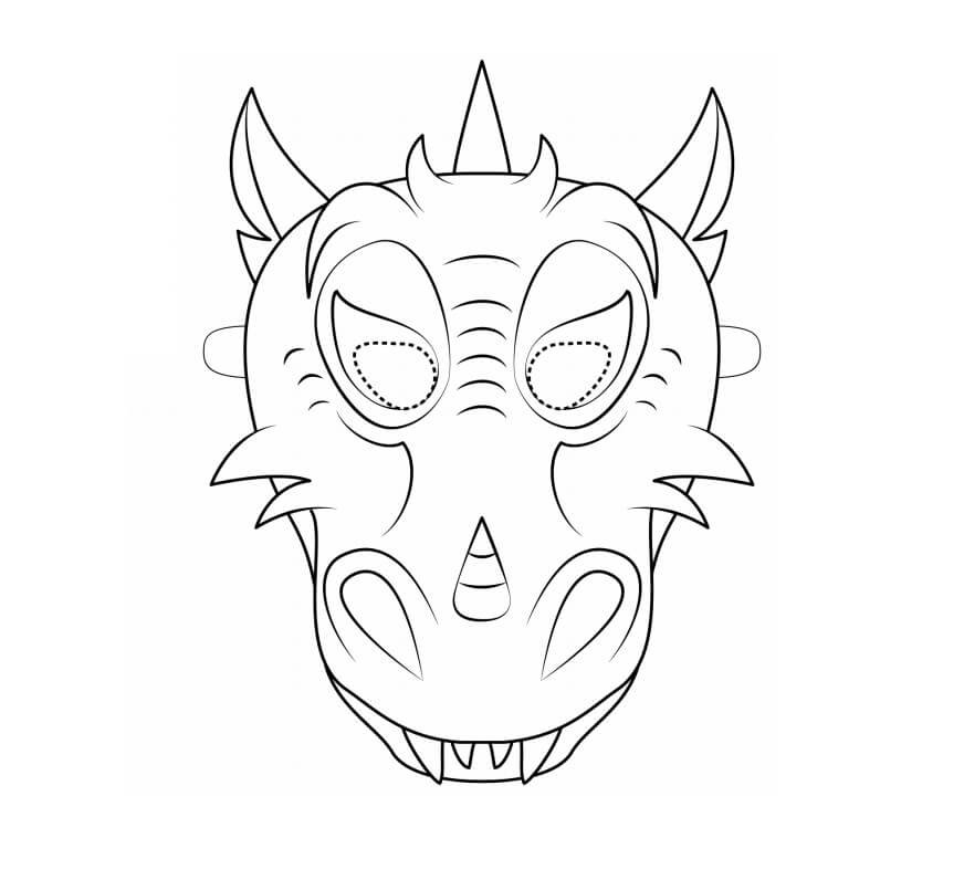 Máscara de Dragón para colorir