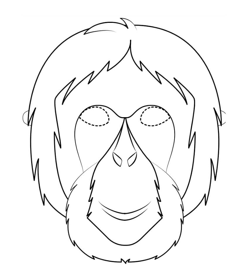 Máscara de Orangután para colorir
