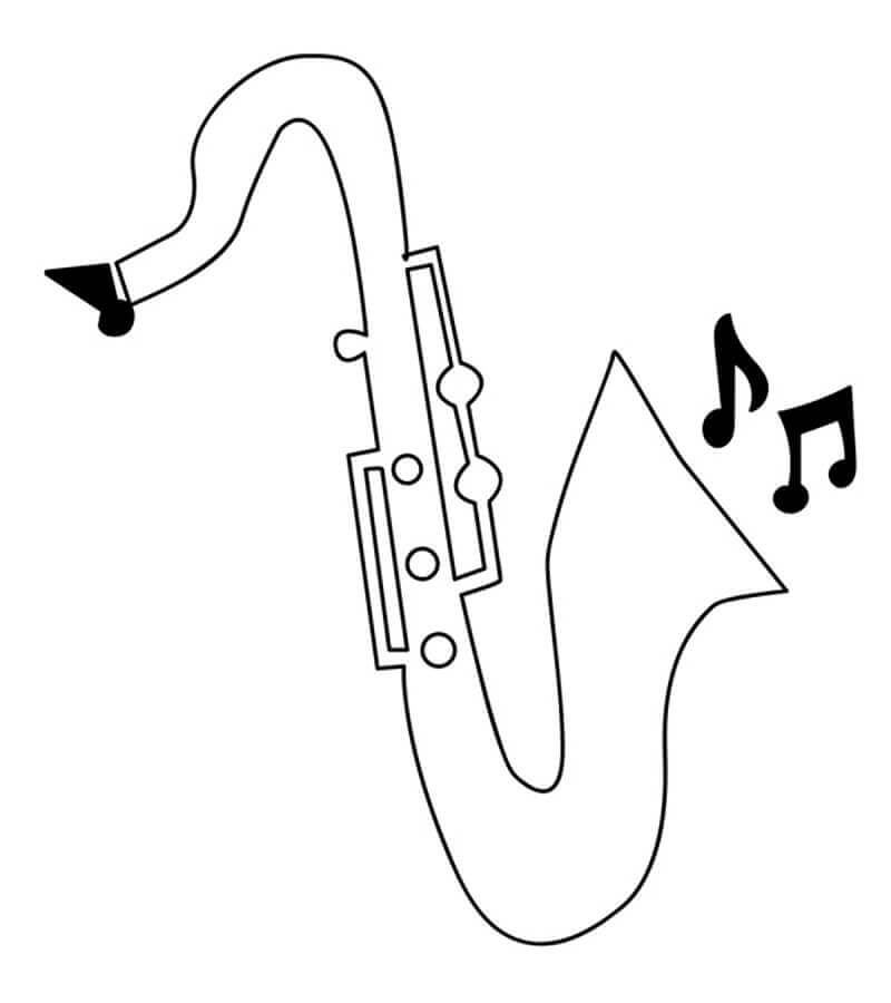 Dibujos de Música de Saxofón Simple para colorear