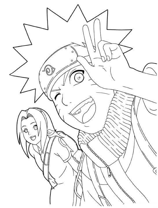 Naruto Y Sakura para colorir