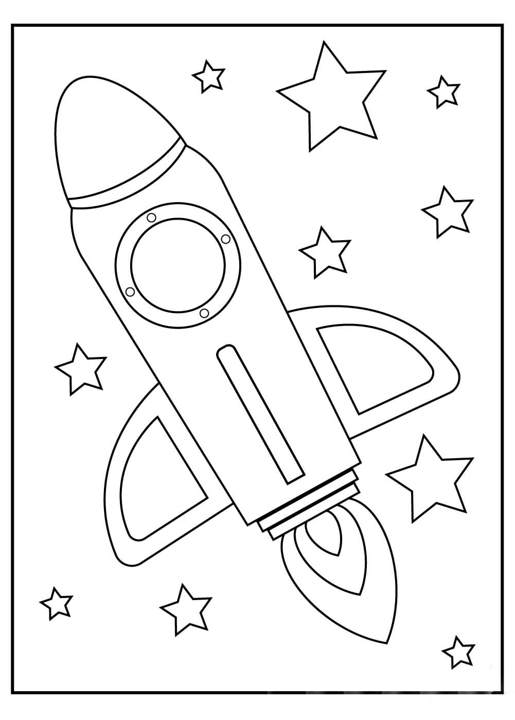 Dibujos de Nave Espacial y Estrella para colorear