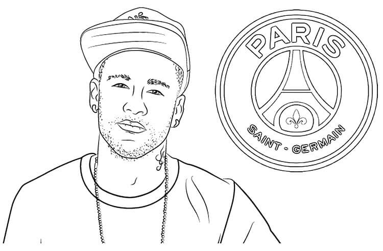 Dibujos de Neymar Playing Y El Logo Del Equipo Francés para colorear