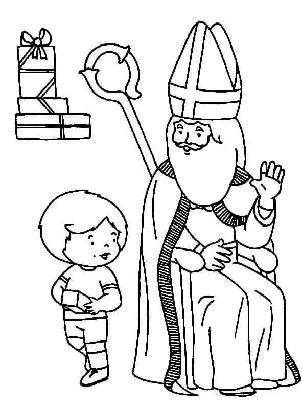 Nikolaus Reparte Regalos a Los Niños para colorir