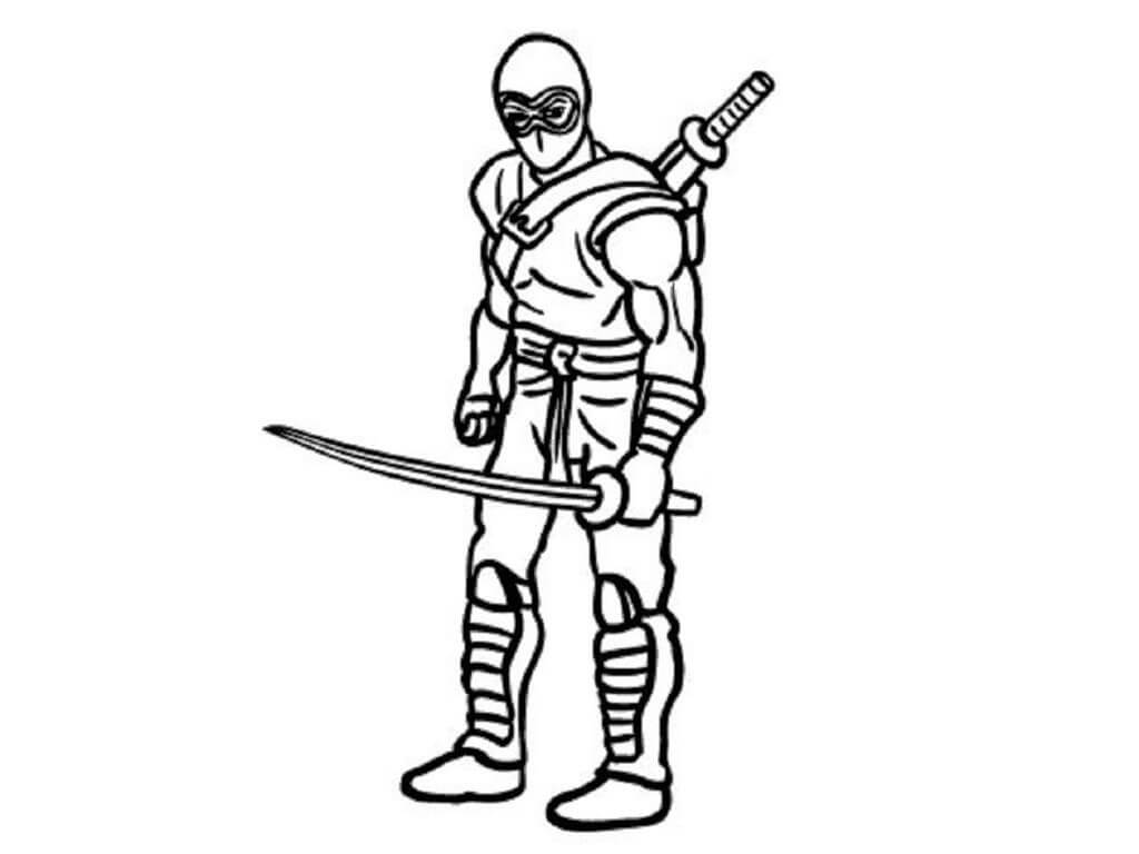 Ninja Con Espada para colorir