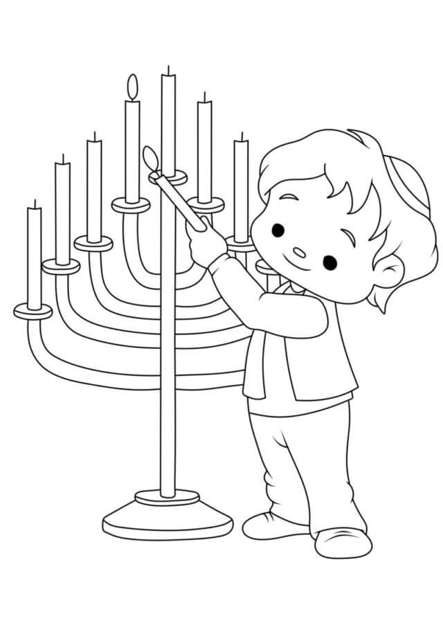 Dibujos de Niño Con Vela En Hanukkah para colorear