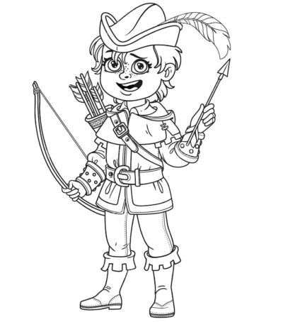 Niño Robin Hood para colorir