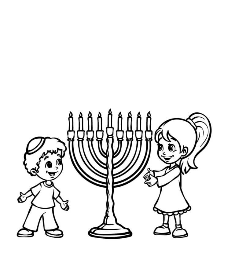 Dibujos de Niños En Hanukkah para colorear