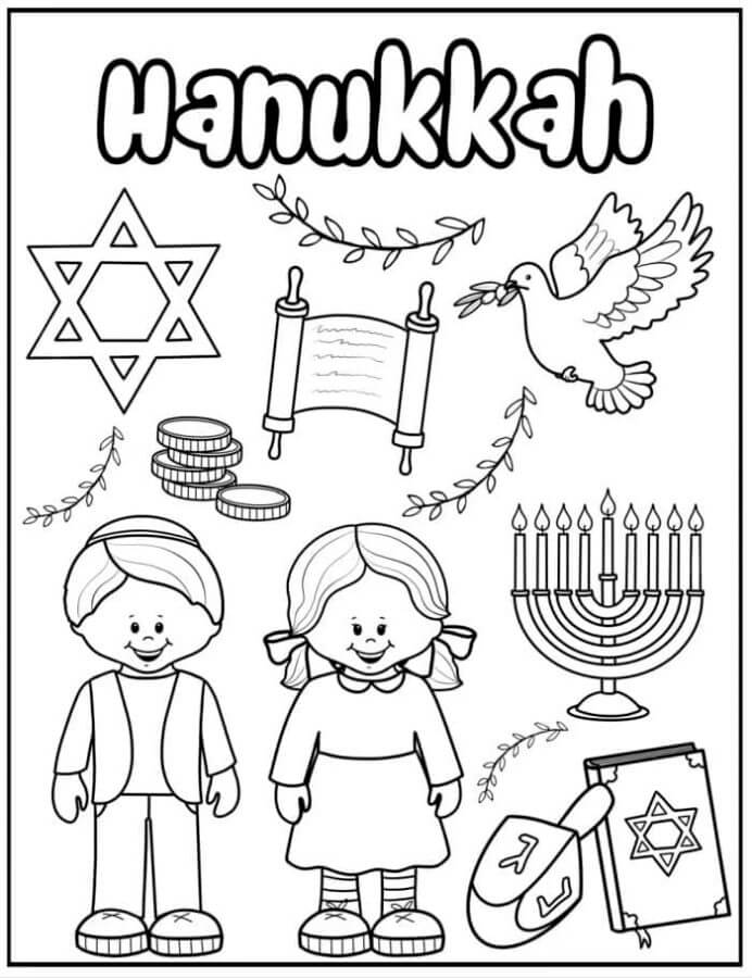 Niños Entre El Elemento De Hanukkah para colorir