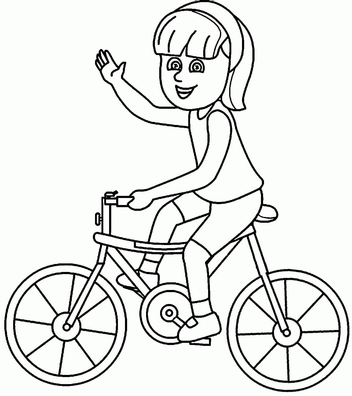 Dibujos de Niña Ciclismo para colorear