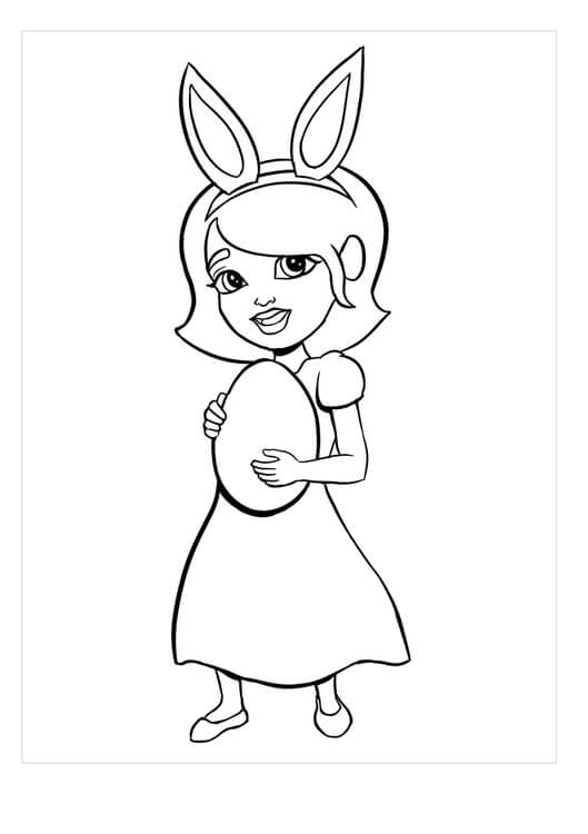 Dibujos de Niña con Huevo de Pascua para colorear