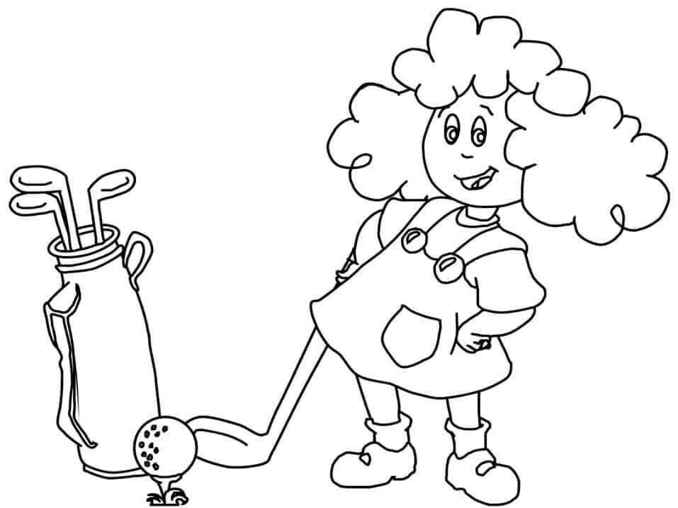 Niñita Jugar al Golf para colorir