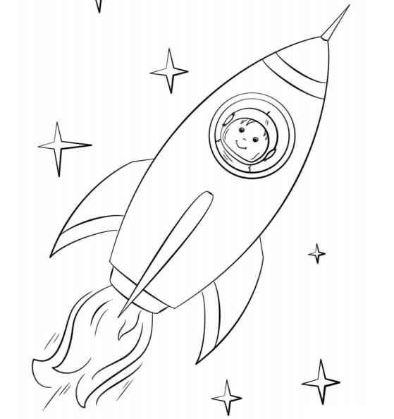 Dibujos de Niño Astronauta Vuelo para colorear