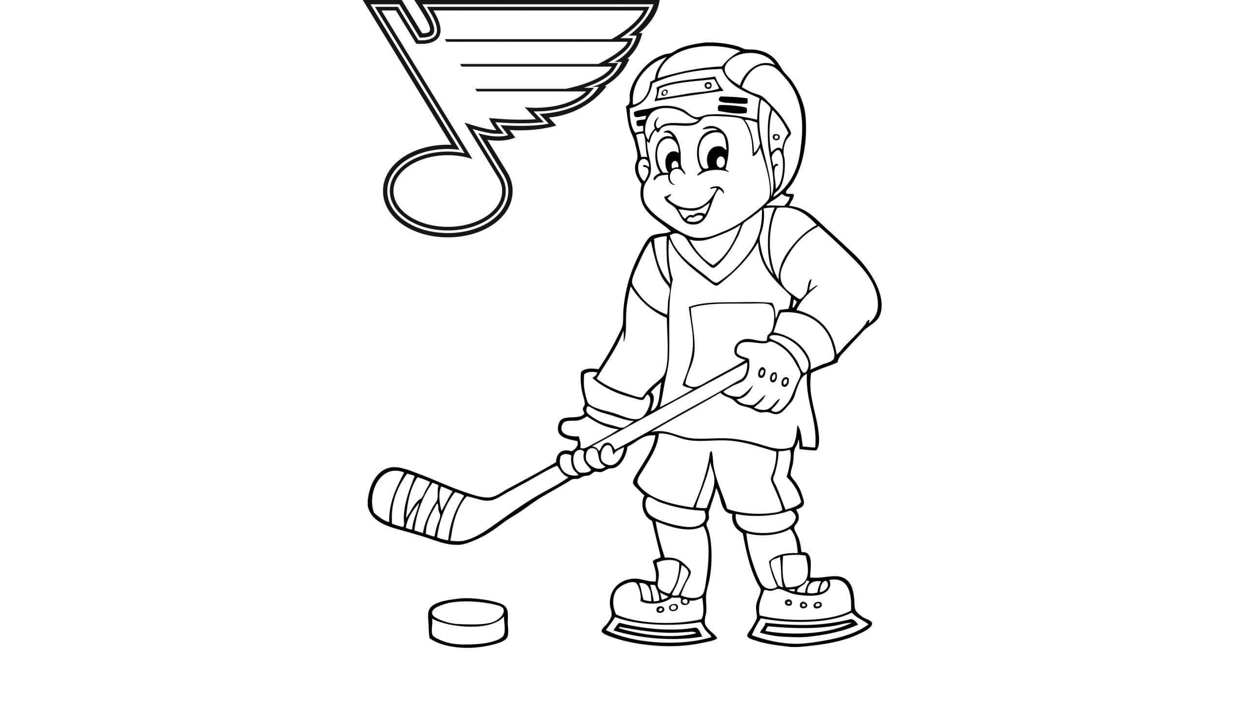 Niño Divertido Jugando Hockey para colorir