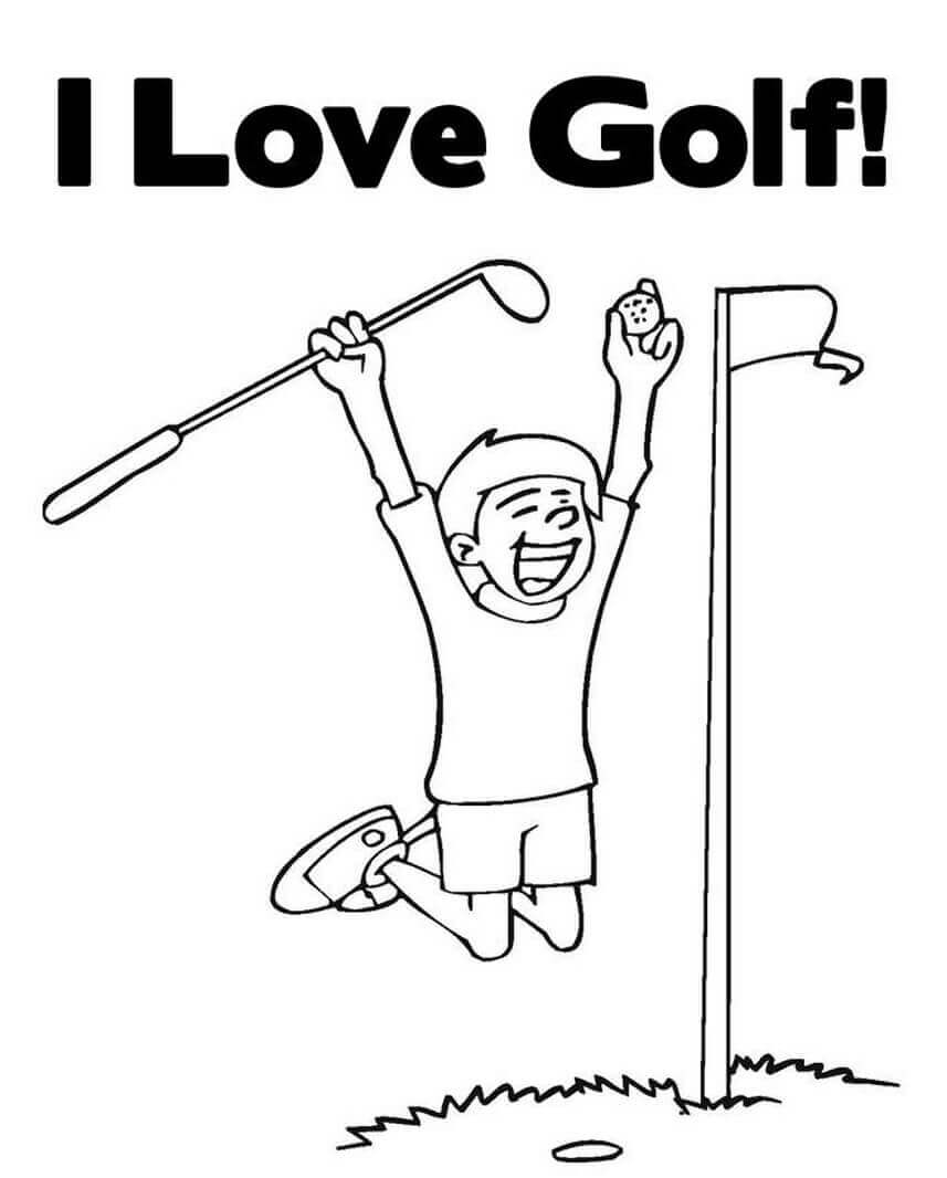 Niño Feliz Jugar al Golf para colorir