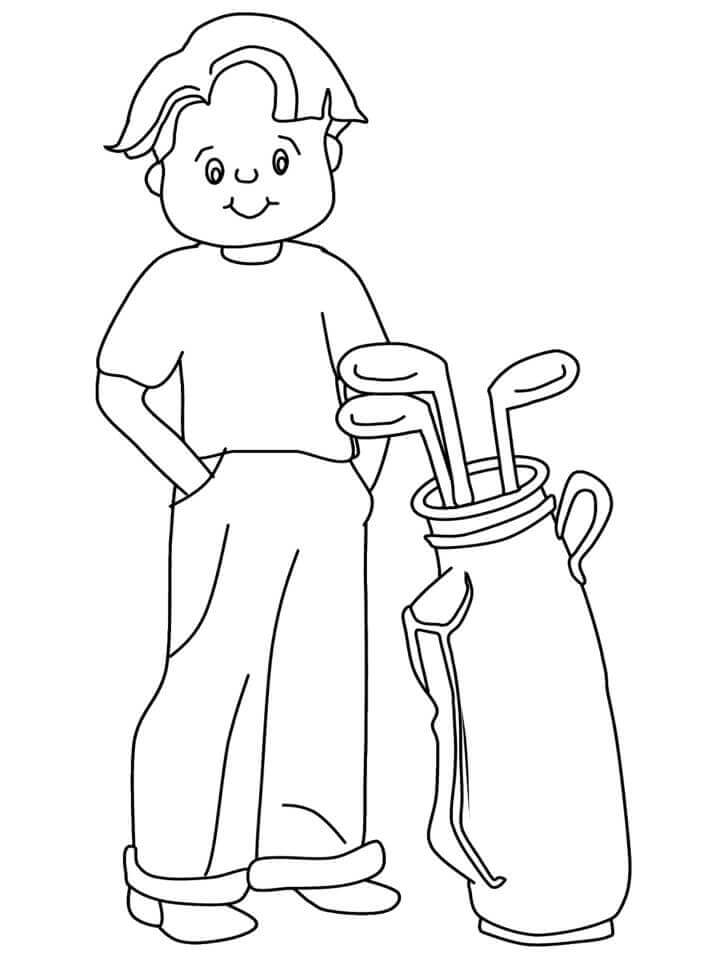 Niño Joven Jugar al Golf para colorir
