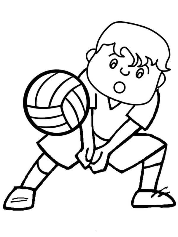Niño, Jugar Al Voleibol para colorir