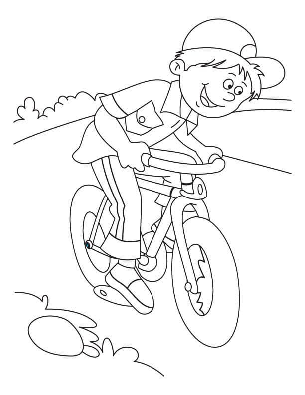 Niño Montando Bicicleta para colorir