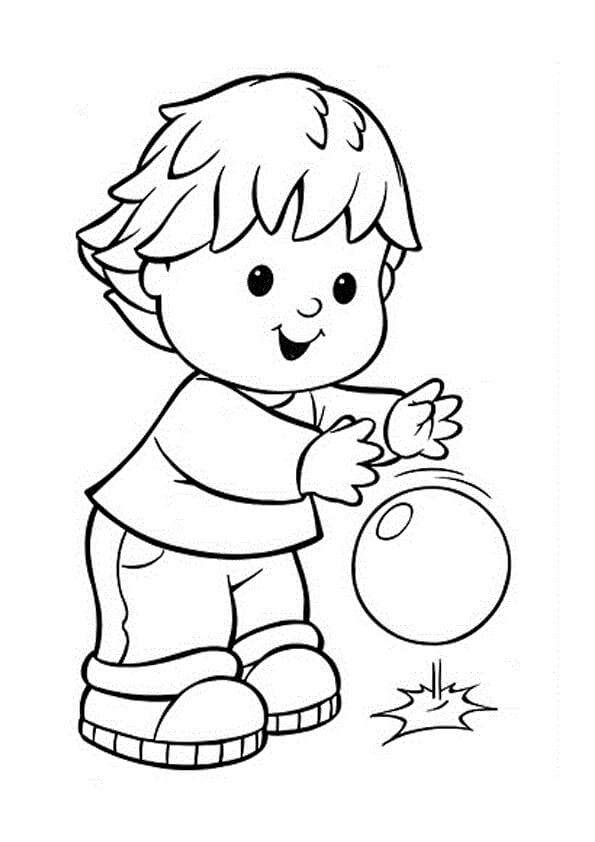 Niño Niña Jugar al Balompié para colorir