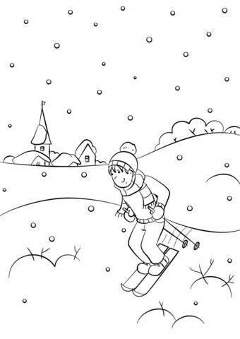 Niño Snowboard para colorir