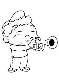 Niño Tocando la Trompeta para colorir
