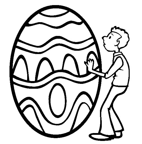 Dibujos de Niño con Huevo de Pascua para colorear