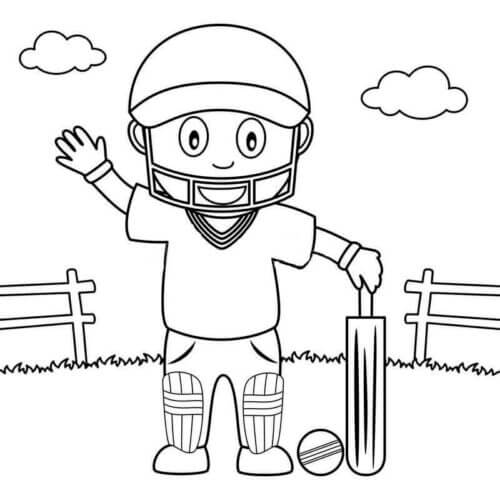 Dibujos de Niño jugando Cricket para colorear