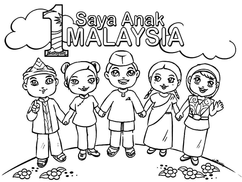 Niños Malasios para colorir