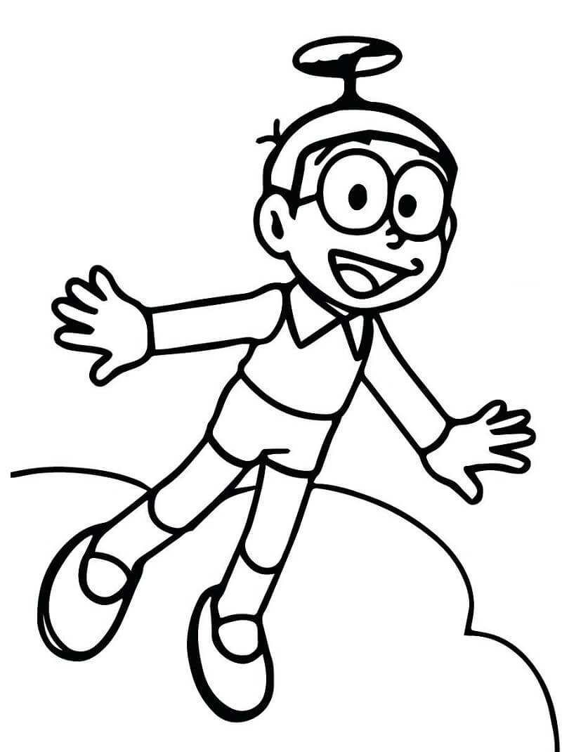 Dibujos de Nobita Volando para colorear