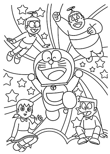 Nobita Y Equipo Divertido para colorir