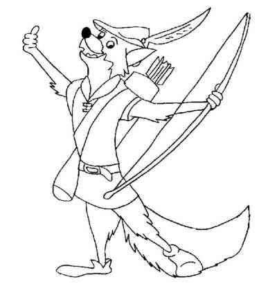 Dibujos de Noble Robin Hood con Un Arco en Sus Manos para colorear