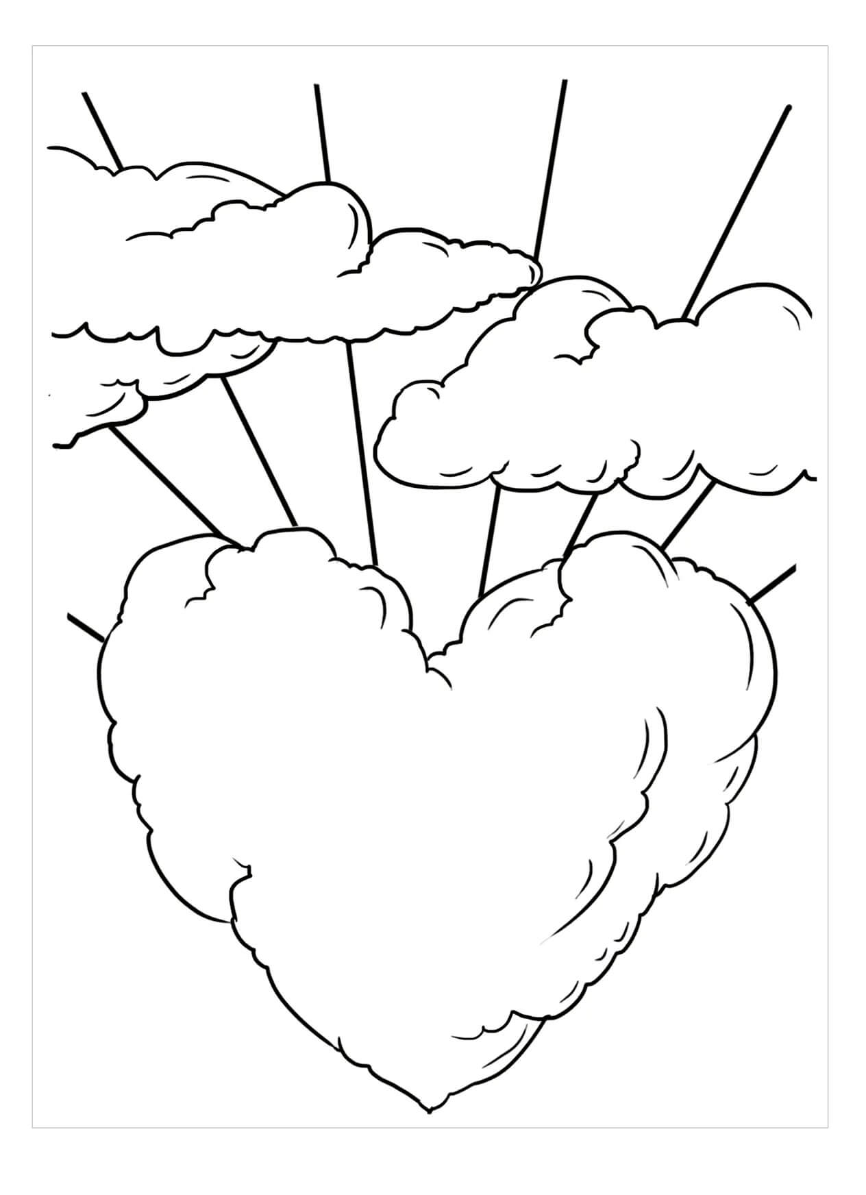 Dibujos de Nube de Corazón para colorear