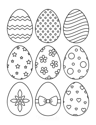 Dibujos de Nueve Huevos de Pascua para colorear