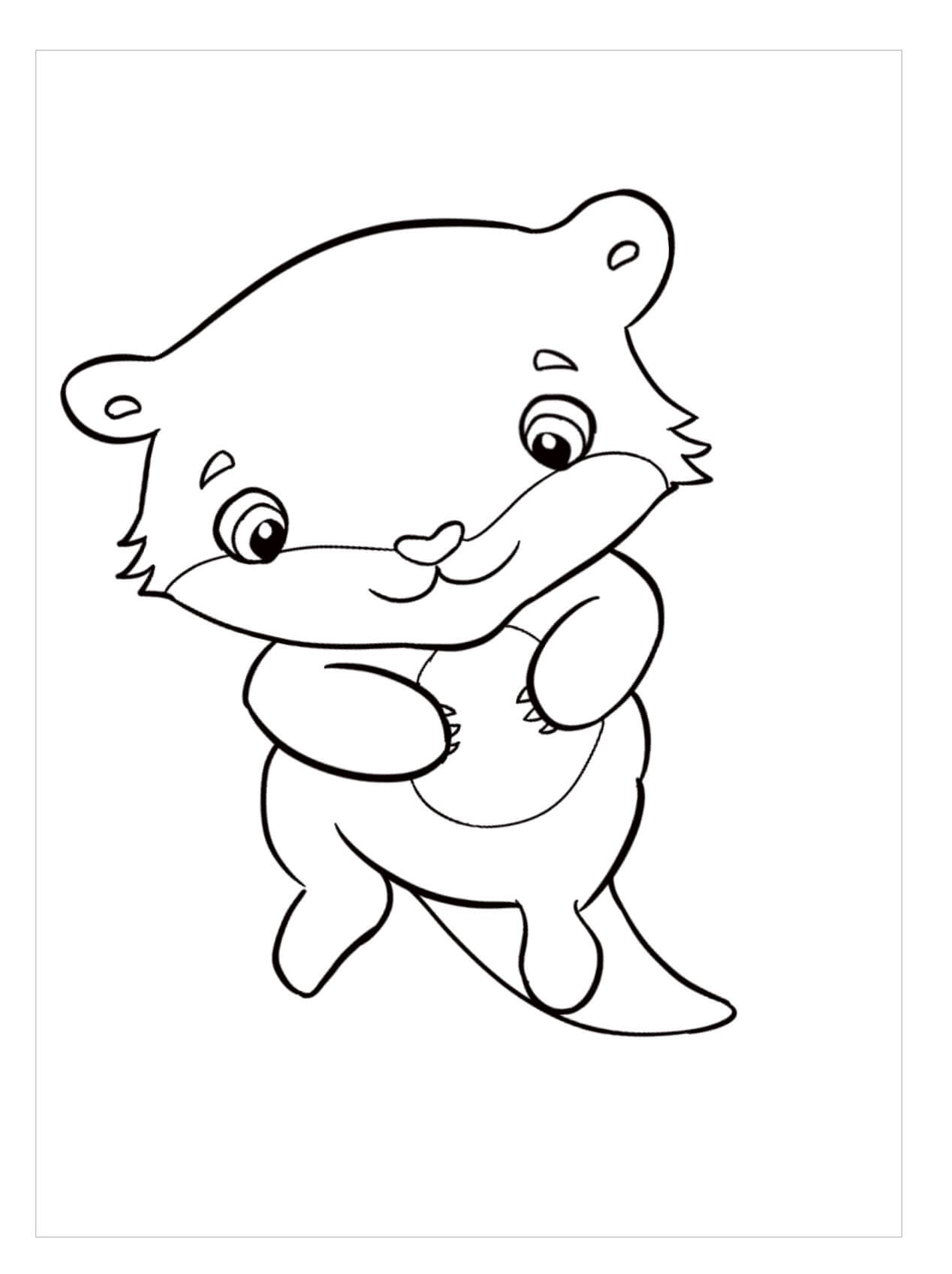 Dibujos de Nutria de mar de Dibujos Animados Lindo Bebé para colorear