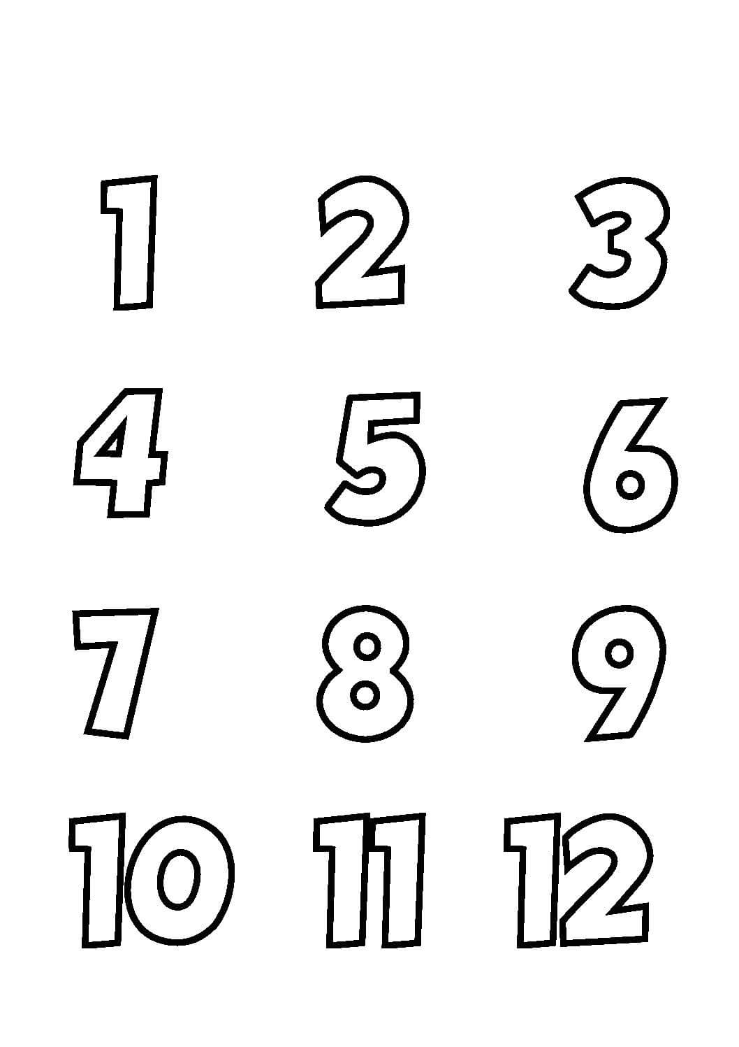 Número Simple del 1 al 10 para colorir