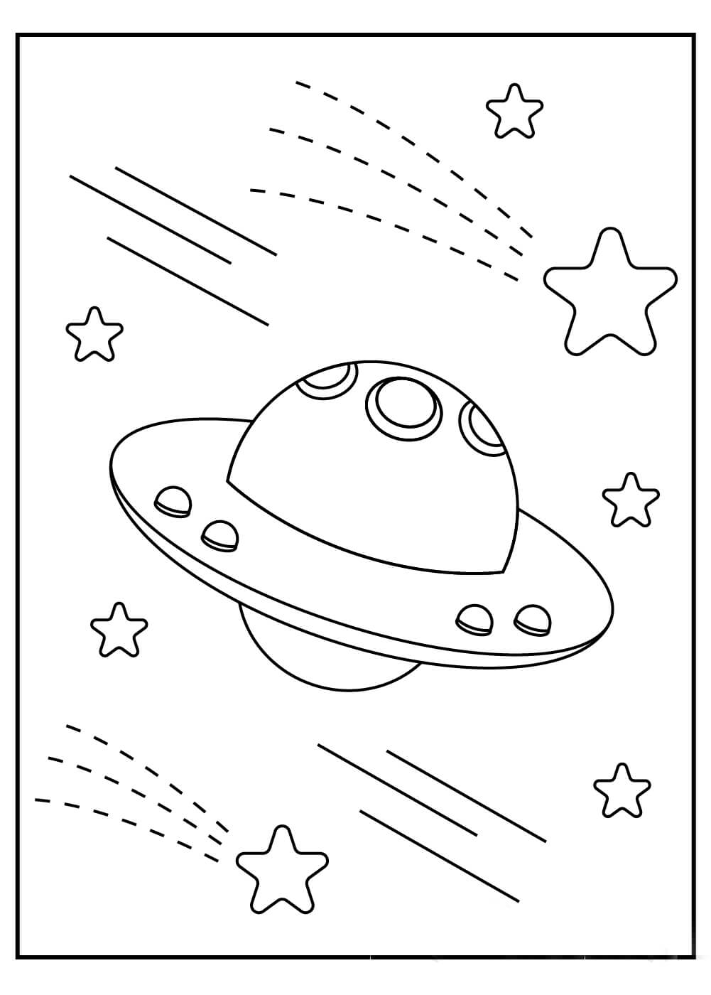 Dibujos de OVNI y Estrella para colorear