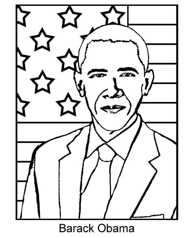 Obama Sonriendo para colorir