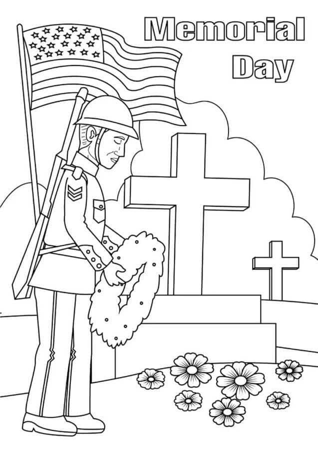 Dibujos de Ofreciendo Una Ofrenda Floral Al Día De Los Caídos para colorear