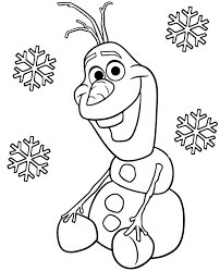 Olaf Sentado y Copo de Nieve para colorir