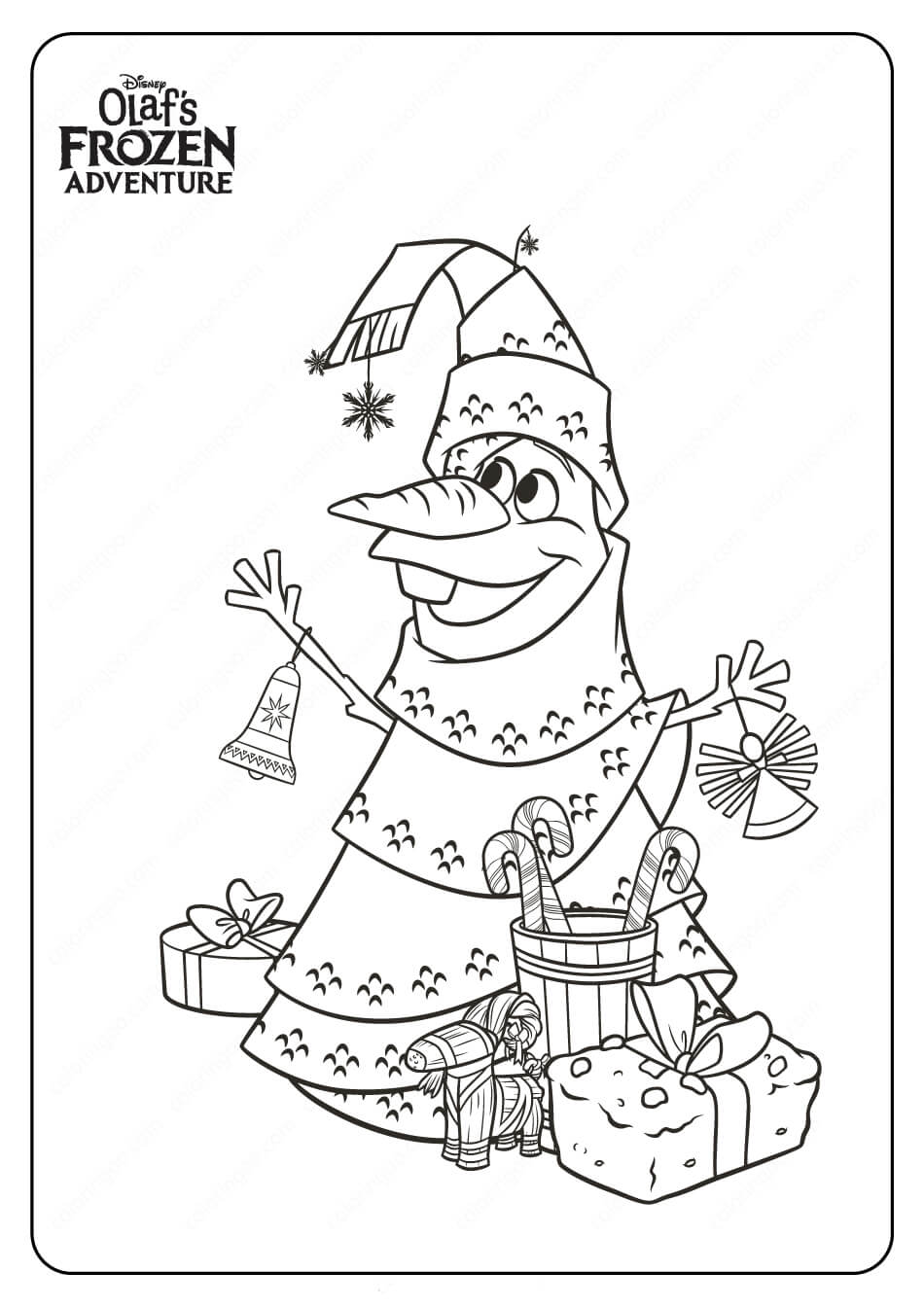Olaf en Navidad para colorir