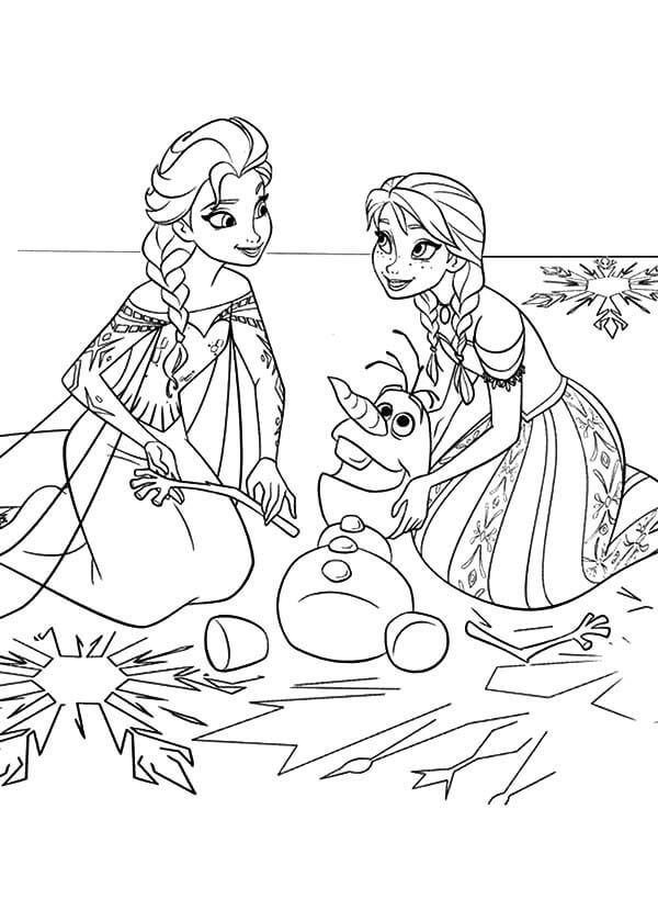 Olaf y Anna, Elsa para colorir