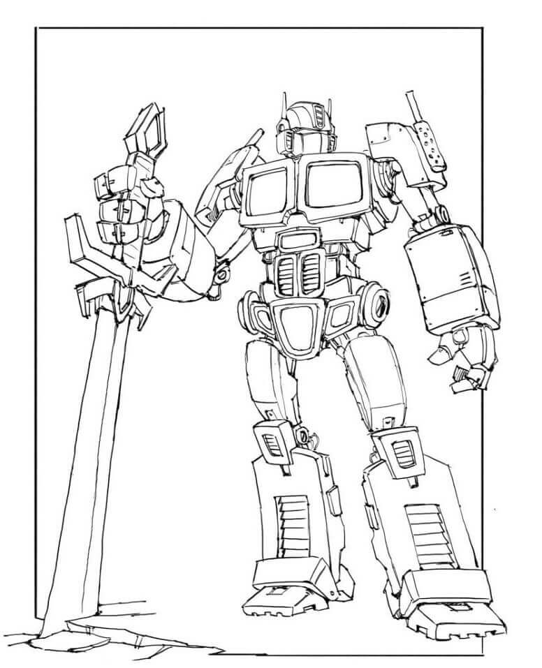 Dibujos de Optimus Prime con Espada para colorear