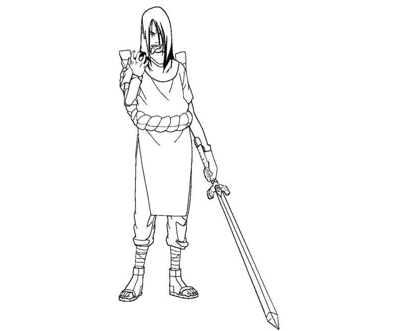 Orochimaru sosteniendo la Espada para colorir