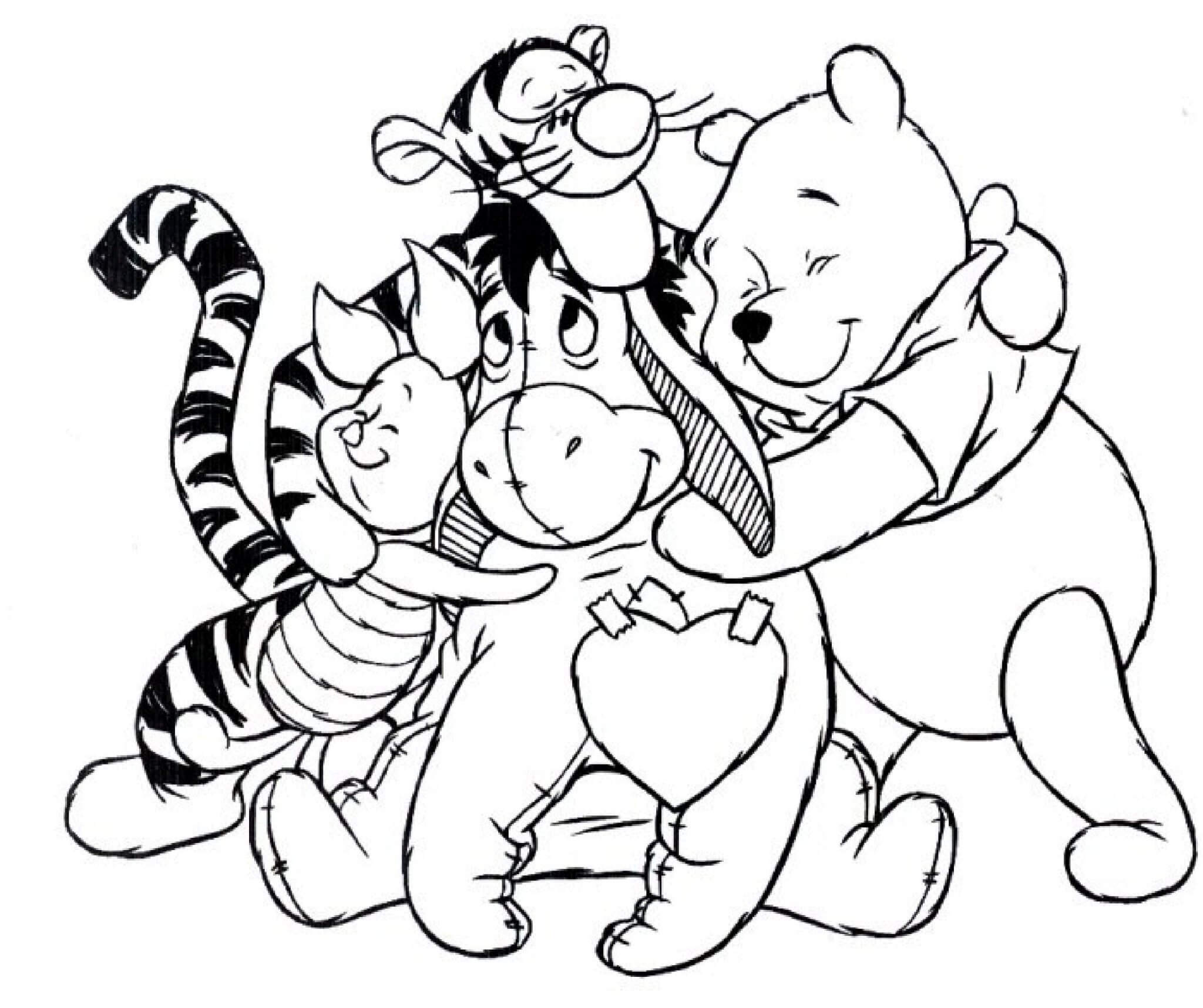 Dibujos de Oso Disney Pooh con Amigos para colorear
