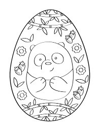 Dibujos de Oso Panda en Huevo de Pascua para colorear