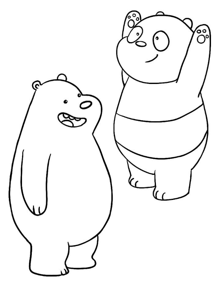 Oso Pardo y Panda para colorir