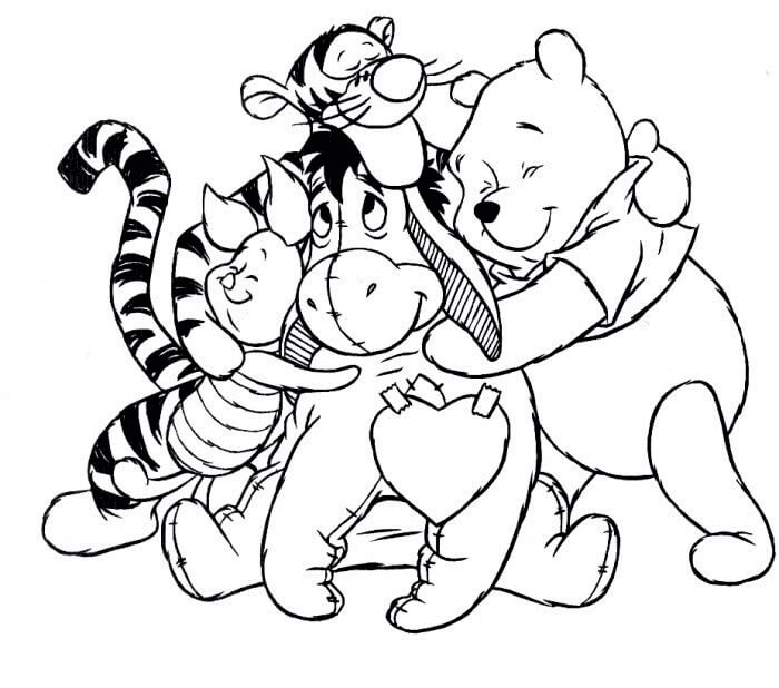Dibujos de Oso Pooh y sus Amigos para colorear
