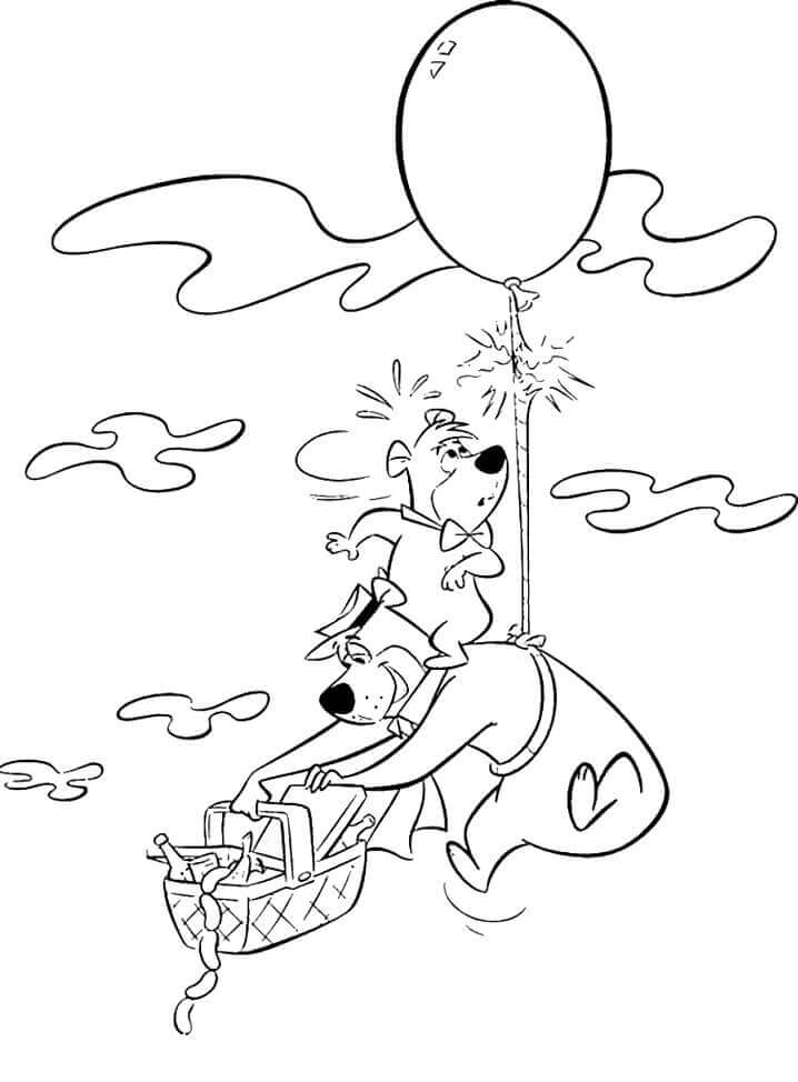 Dibujos de Oso Yogui Volando para colorear