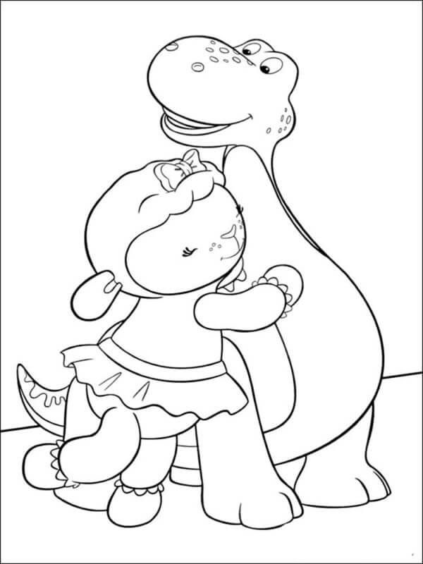 Dibujos de Oveja y Dragón Abrazándose para colorear