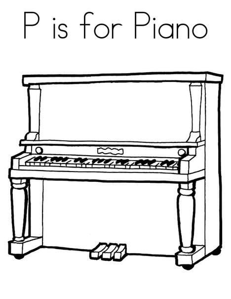 P es para Piano para colorir
