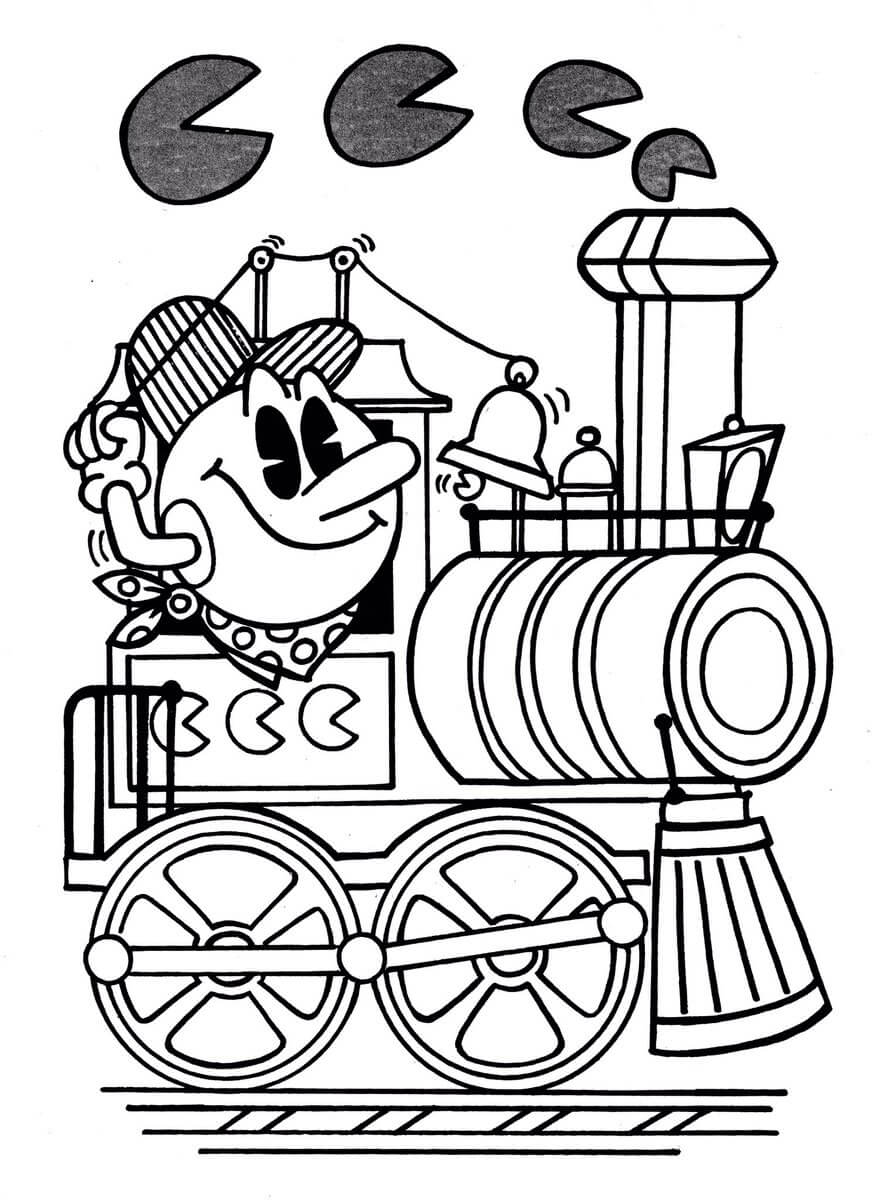 Dibujos de Pacman en Tren para colorear